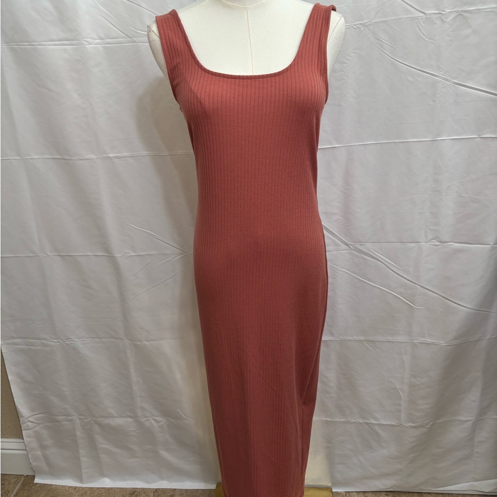 Forever 21 Ribbed Tank Maxi Dress‎ Rose Pink Size Large NWT